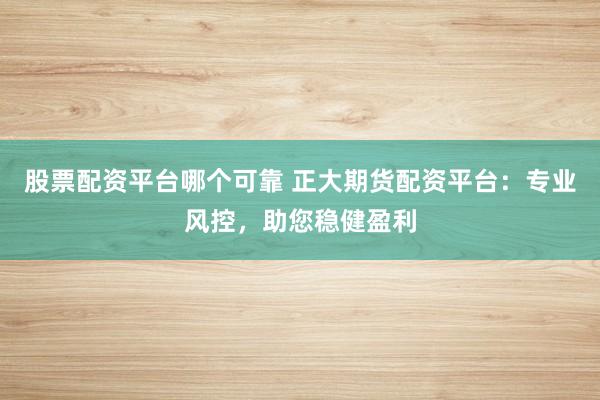 股票配资平台哪个可靠 正大期货配资平台：专业风控，助您稳健盈利