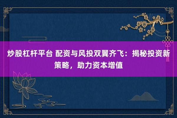 炒股杠杆平台 配资与风投双翼齐飞：揭秘投资新策略，助力资本增值