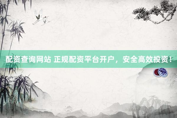 配资查询网站 正规配资平台开户，安全高效投资！