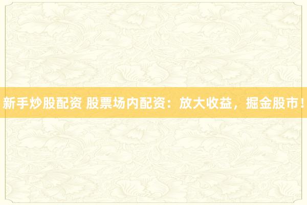 新手炒股配资 股票场内配资：放大收益，掘金股市！