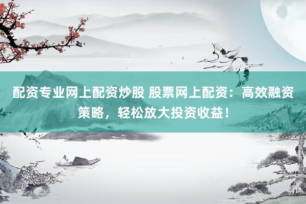 配资专业网上配资炒股 股票网上配资:高效融资策略,轻松放大投资收益!