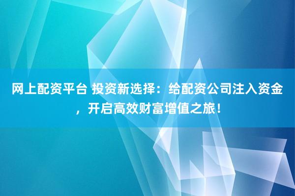 网上配资平台 投资新选择：给配资公司注入资金，开启高效财富增值之旅！