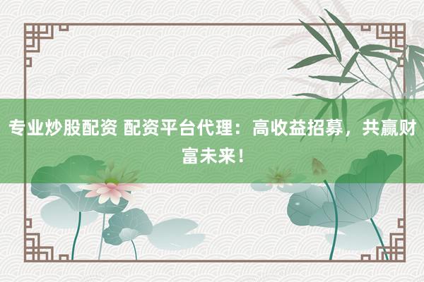 专业炒股配资 配资平台代理:高收益招募,共赢财富未来!